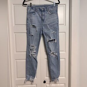 American Eagle Outfitters Light Blue Ripped Skinny Jeans
